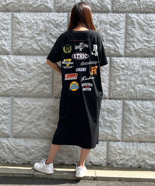 GLAMOROUS JANE(グラマラスジェーン)の「ワッペンバックプリントTシャツワンピース(ワンピース・レディース・杢グレー/カーキ/チャコールグレー/ブラック・FREE)」の12枚目の写真