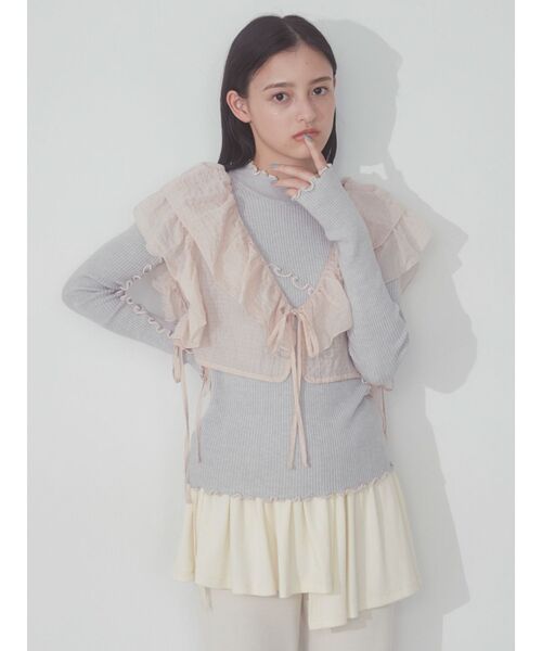 merry jenny（メリージェニー）の「リボンフリルビスチェ（Tシャツ/カットソー・レディース・ブラック/アイボリー/ピンク・FREE）」の18枚目の写真