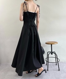 one after another NICE CLAUP | 【S/M/Lサイズ】バックレースアップフレアキャミワンピース(ワンピース)