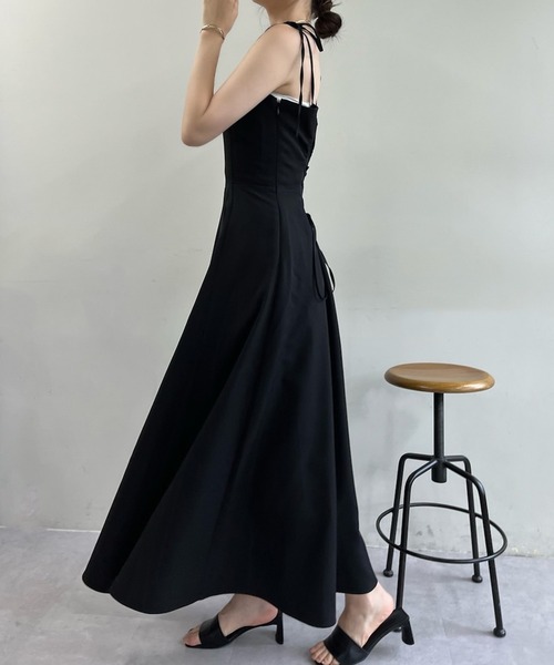 one after another NICE CLAUP（ワンアフターアナザーナイスクラップ）の「バックレースアップフレアキャミワンピース（ワンピース・レディース・ブラック・SMALL/MEDIUM/LARGE）」の8枚目の写真