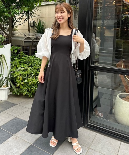 one after another NICE CLAUP（ワンアフターアナザーナイスクラップ）の「バックレースアップフレアキャミワンピース（ワンピース・レディース・ブラック・SMALL/MEDIUM/LARGE）」の13枚目の写真