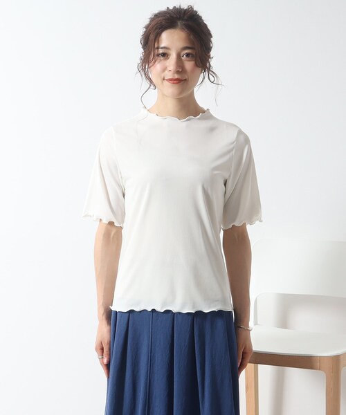 Cutie Blonde（キューティーブロンド）の「◆滑らかな肌触り シアーハイネック メロウトップス（Tシャツ/カットソー・レディース・ブラック/ホワイト系・03/01/02）」の10枚目の写真
