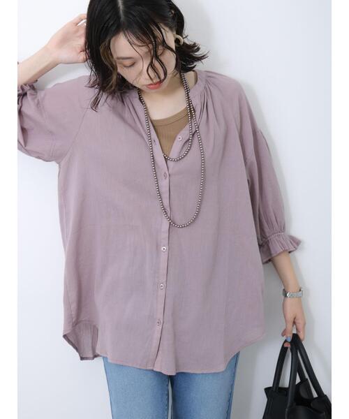 Samansa Mos2 blue(サマンサモスモスブルー)の「楊柳チュニック(シャツ/ブラウス・レディース・ピンク/ブラック/グレー・F)」の3枚目の写真