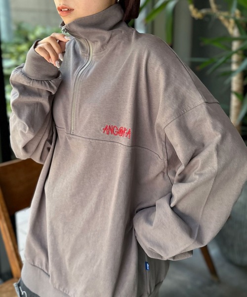 CIAOPANIC（チャオパニック）の「ハーフジップ刺繍ロンT（Tシャツ