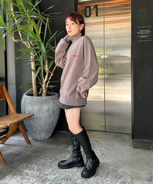 CIAOPANIC（チャオパニック）の「ハーフジップ刺繍ロンT（Tシャツ