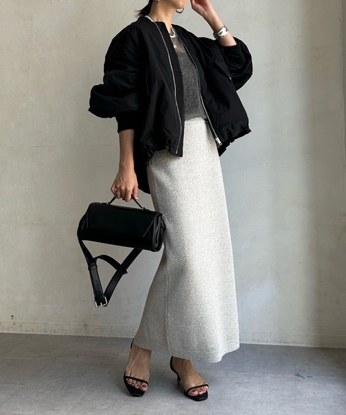 DouDou(ドゥドゥ)の「切替フレアMA-1(MA-1・レディース・ブラック/グレー/グレイッシュベージュ・FREE)」の15枚目の写真