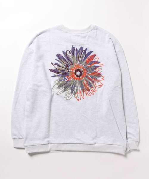 ATELANE（アテレーン）の「【ATELANE】T/C裏毛ビッグフラワー刺繍スウェット/メンズ（スウェット・メンズ・チャコール/グレー・XL/M/L）」の3枚目の写真