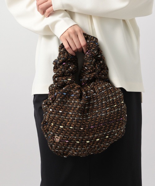 BARNYARDSTORM（バンヤードストーム）の「【WEB限定カラー】tweedクシュクシュBAG（ハンドバッグ・レディース・ブラウン/ブラック/グリーン・FREE）」の4枚目の写真