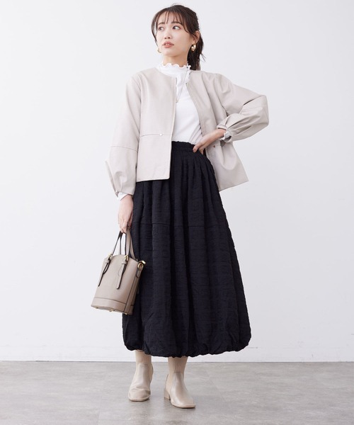 Chez toi（シェトワ）の「袖ボリューム合皮ブルゾン（ブルゾン・レディース・モカ/アイボリー/ブラック・FREE）」の13枚目の写真