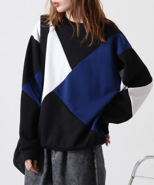 セール】Color-switching punch sweatshirt / 3色切り替えポンチ