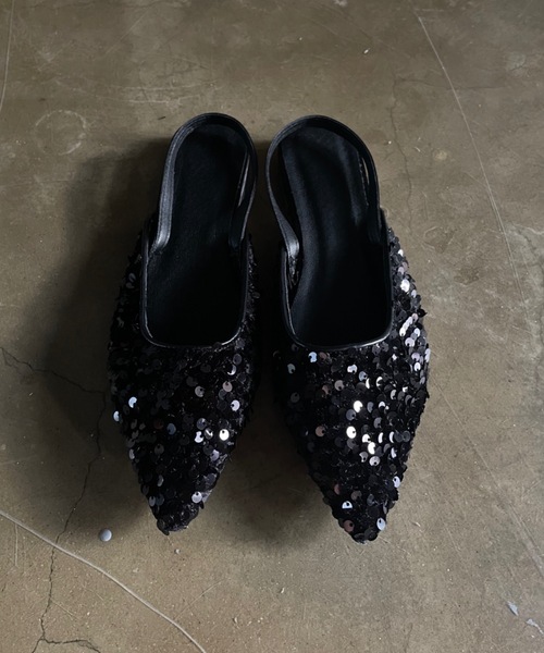 Didot.showroom(ディドット ショールーム)の「スパンコールフラットミュール(パンプス・レディース・ブラック/シルバー・25cm/23.5cm/24cm/24.5cm/23cm)」の8枚目の写真