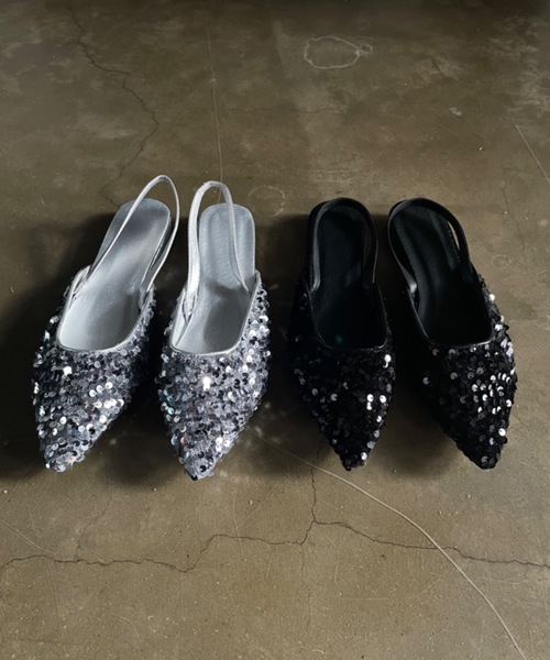 Didot.showroom(ディドット ショールーム)の「スパンコールフラットミュール(パンプス・レディース・ブラック/シルバー・25cm/23.5cm/24cm/24.5cm/23cm)」の9枚目の写真