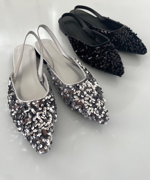 Didot.showroom(ディドット ショールーム)の「スパンコールフラットミュール(パンプス・レディース・ブラック/シルバー・25cm/23.5cm/24cm/24.5cm/23cm)」の10枚目の写真