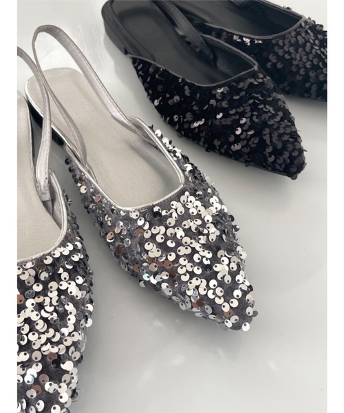 Didot.showroom(ディドット ショールーム)の「スパンコールフラットミュール(パンプス・レディース・ブラック/シルバー・25cm/23.5cm/24cm/24.5cm/23cm)」の11枚目の写真