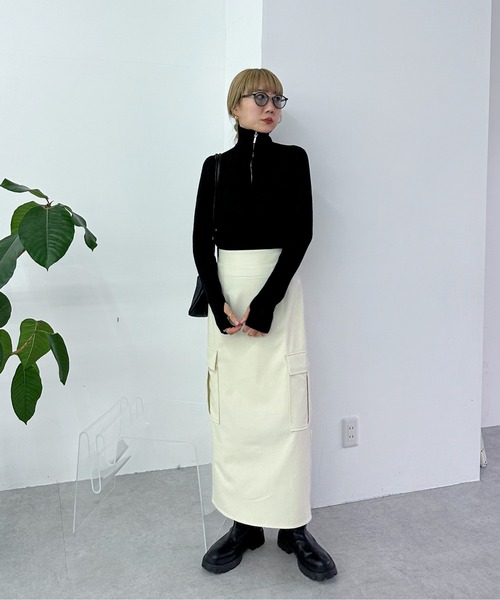 feepur（フェピュール）の「【ハンドウォッシャブル】ハーフジップリブニット（ニット/セーター・レディース・杢グレー/オートミール/ブラック・MEDIUM）」の4枚目の写真