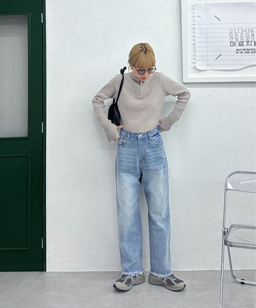 feepur（フェピュール）の「【ハンドウォッシャブル】ハーフジップリブニット（ニット/セーター・レディース・杢グレー/オートミール/ブラック・MEDIUM）」の16枚目の写真