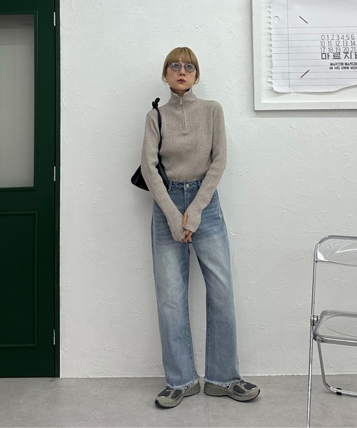 feepur（フェピュール）の「【ハンドウォッシャブル】ハーフジップリブニット（ニット/セーター・レディース・杢グレー/オートミール/ブラック・MEDIUM）」の17枚目の写真