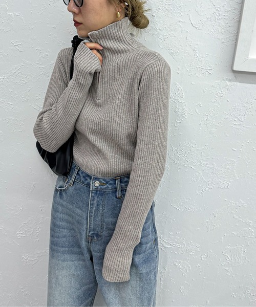 feepur（フェピュール）の「【ハンドウォッシャブル】ハーフジップリブニット（ニット/セーター・レディース・杢グレー/オートミール/ブラック・MEDIUM）」の19枚目の写真