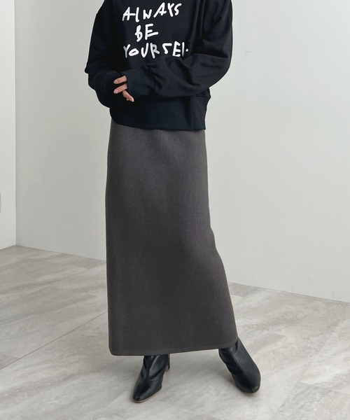 セール】【新色追加】まるで毛布！裏起毛ニットロングスカート