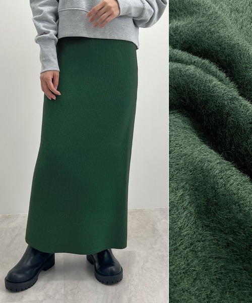 Futier land（フューティアランド）の「【新色追加】まるで毛布！裏起毛ニットロングスカート（スカート・レディース・ブラック/オレンジ/ブルー/杢グレー/アイボリー/ライトグレー/チャコールグレー/マスタード/グリーン・FREE/SHORT）」の7枚目の写真