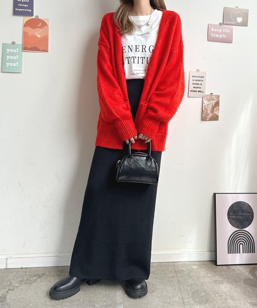 Futier land（フューティアランド）の「【新色追加】まるで毛布！裏起毛ニットロングスカート（スカート・レディース・ブラック/オレンジ/ブルー/杢グレー/アイボリー/ライトグレー/チャコールグレー/マスタード/グリーン・FREE/SHORT）」の17枚目の写真