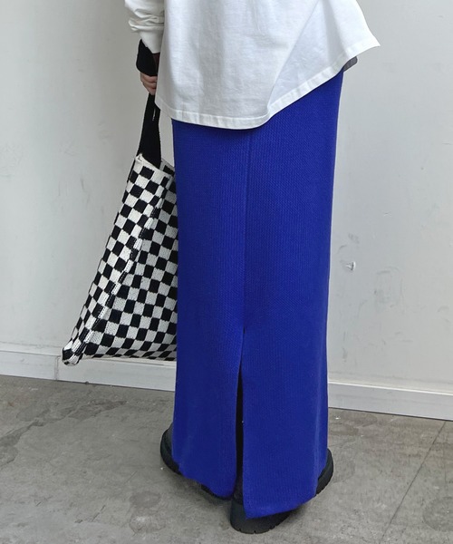 Futier land（フューティアランド）の「【新色追加】まるで毛布！裏起毛ニットロングスカート（スカート・レディース・ブラック/オレンジ/ブルー/杢グレー/アイボリー/ライトグレー/チャコールグレー/マスタード/グリーン・FREE/SHORT）」の19枚目の写真