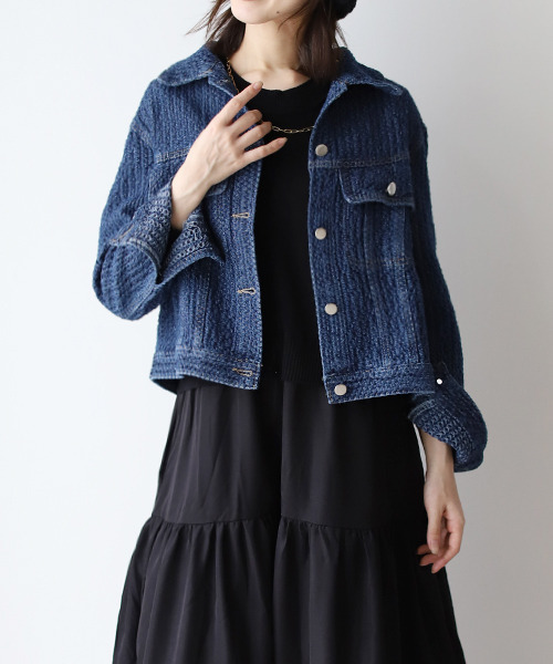 REAL CUBE（リアルキューブ）の「デニムジャケット（デニムジャケット・レディース・ネイビー・FREE）」の2枚目の写真