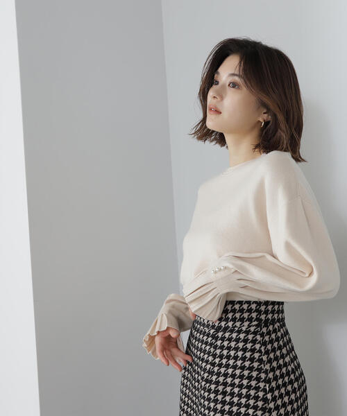 NATURAL BEAUTY BASIC(ナチュラルビューティーベーシック)の「◇パールタックスリーブニット(ニット/セーター・レディース・ピンク/ブラック/オフホワイト・FREE)」の15枚目の写真