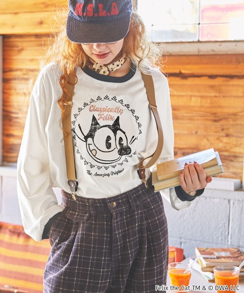 MONO-MART LADY'S(モノマートレディース)の「【FELIX】別注 フェリックス ヴィンテージプリントリンガーロンT(Tシャツ/カットソー・レディース・アイボリー/ホワイト系/オートミール/アイボリー系・FREE)」の19枚目の写真