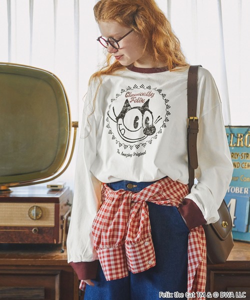 MONO-MART LADY'S(モノマートレディース)の「【FELIX】別注 フェリックス ヴィンテージプリントリンガーロンT(Tシャツ/カットソー・レディース・アイボリー/ホワイト系/オートミール/アイボリー系・FREE)」の12枚目の写真