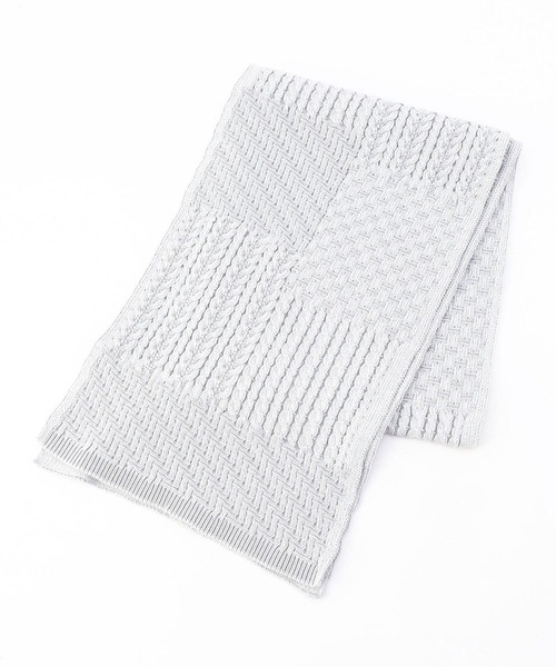 NICOLE CLUB FOR MEN（ニコルクラブフォーメン）の「編地切替 プレーティングマフラー（マフラー・メンズ・ブラック系/その他/ホワイト系2/ホワイト系1・FREE）」の2枚目の写真