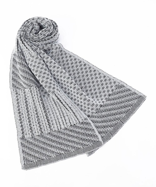 NICOLE CLUB FOR MEN（ニコルクラブフォーメン）の「編地切替 プレーティングマフラー（マフラー・メンズ・ブラック系/その他/ホワイト系2/ホワイト系1・FREE）」の6枚目の写真