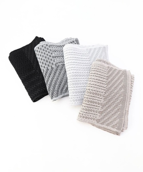 NICOLE CLUB FOR MEN（ニコルクラブフォーメン）の「編地切替 プレーティングマフラー（マフラー・メンズ・ブラック系/その他/ホワイト系2/ホワイト系1・FREE）」の7枚目の写真