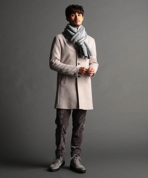 NICOLE CLUB FOR MEN（ニコルクラブフォーメン）の「編地切替 プレーティングマフラー（マフラー・メンズ・ブラック系/その他/ホワイト系2/ホワイト系1・FREE）」の9枚目の写真