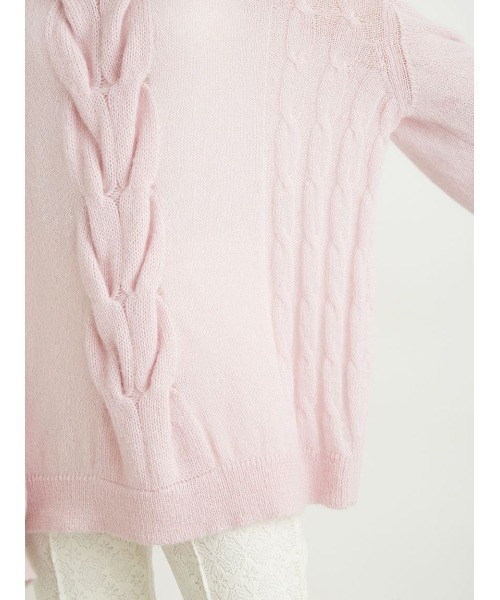 LILY BROWN(リリーブラウン)の「ケーブルニットプルオーバー(ニット/セーター・レディース・グレー/ピンク/アイボリー・FREE)」の9枚目の写真