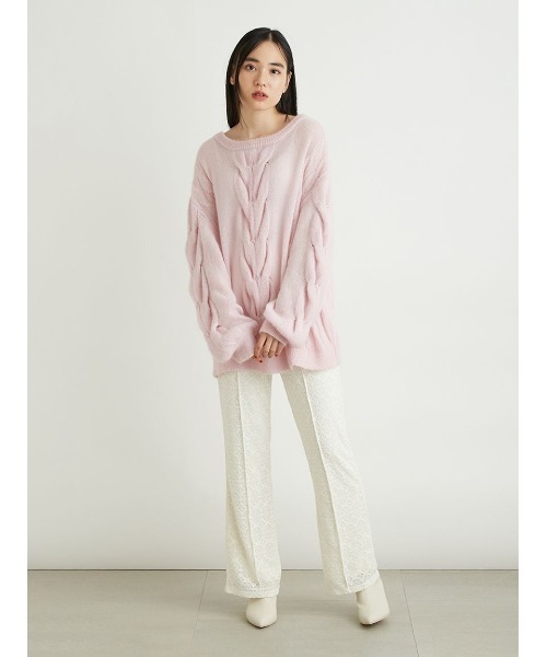 LILY BROWN(リリーブラウン)の「ケーブルニットプルオーバー(ニット/セーター・レディース・グレー/ピンク/アイボリー・FREE)」の11枚目の写真