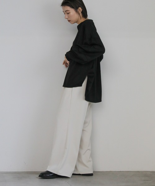 select MOCA（セレクトモカ）の「キーネックランタンスリーブプルオーバー（Tシャツ/カットソー・レディース・ブラック/ベージュ・FREE）」の13枚目の写真