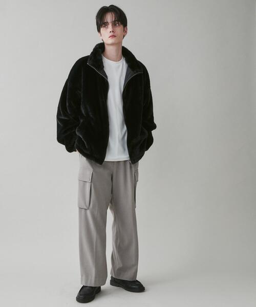 LUCY（ルーシー）の「LUCY/フェイクファー ZIPブルゾン（ブルゾン・メンズ・アイボリー/ブラック・MEDIUM/LARGE）」の4枚目の写真