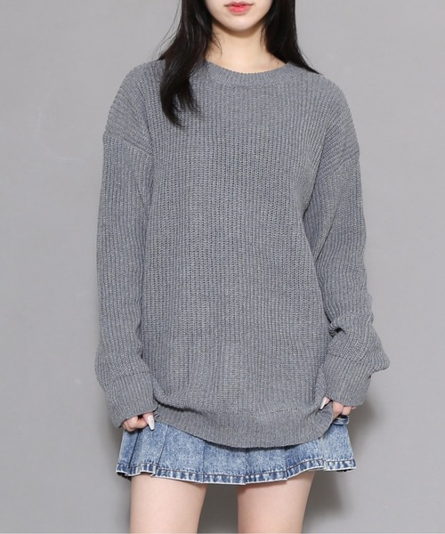 Figments（フィグメンツ）の「無地セーター（ニット/セーター・レディース・グレー/ブラック・FREE）」の2枚目の写真