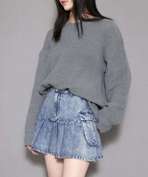 Figments（フィグメンツ）の「無地セーター（ニット/セーター・レディース・グレー/ブラック・FREE）」の3枚目の写真