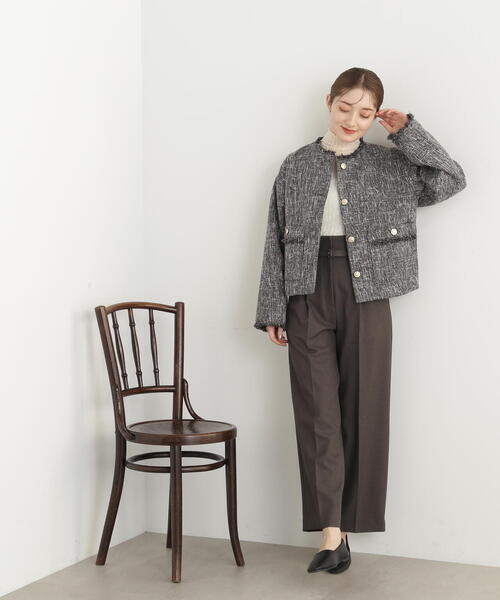 N.（N. Natural Beauty Basic）（エヌエヌナチュラルビューティーベーシック）の「【S Size Line】◆スラブツイードショートブルゾン（ブルゾン・レディース・オフホワイト/グレー・MEDIUM/SMALL）」の18枚目の写真