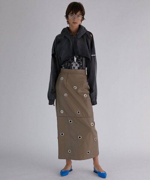 PRANK PROJECT（プランクプロジェクト）の「スプレーダイショートスウェットフーディ / Spray Dyed Short Hoodie（パーカー・レディース・ブラック/ネイビー/ホワイト・FREE）」の7枚目の写真