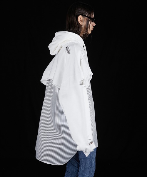 PRANK PROJECT（プランクプロジェクト）の「スプレーダイショートスウェットフーディ / Spray Dyed Short Hoodie（パーカー・レディース・ブラック/ネイビー/ホワイト・FREE）」の12枚目の写真