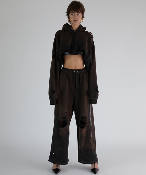 PRANK PROJECT（プランクプロジェクト）の「スプレーダイショートスウェットフーディ / Spray Dyed Short Hoodie（パーカー・レディース・ブラック/ネイビー/ホワイト・FREE）」の6枚目の写真