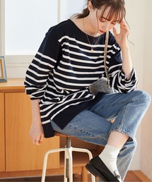 ANGIE | ボートネック バスク ロンT（無地/ボーダー）(Tシャツ/カットソー)