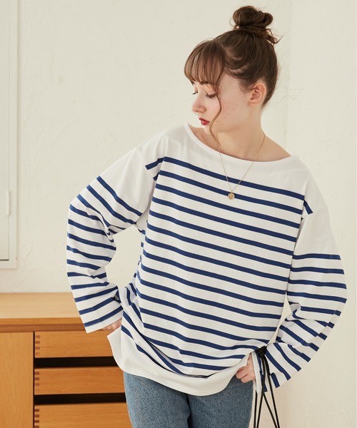 ANGIE（アンジー）の「ボートネック バスク ロンT（無地/ボーダー）（Tシャツ/カットソー・レディース・ネイビー/ホワイト×ブルー/キナリ/ベージュ系その他/ネイビー×ホワイト・FREE）」の21枚目の写真