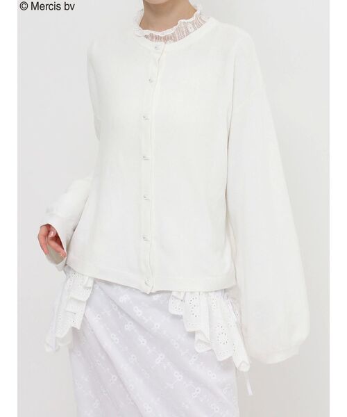 merry jenny（メリージェニー）の「うさぎたちのカーディガン（カーディガン/ボレロ・レディース・ブラック/オフホワイト/ライトブルー・FREE）」の2枚目の写真