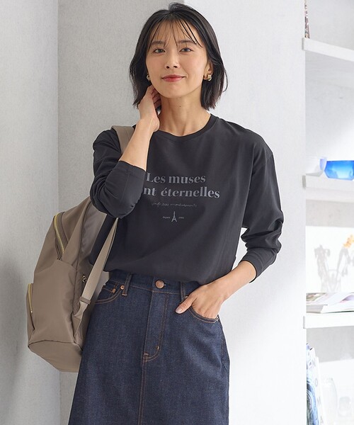 23区(ニジュウサンク)の「【洗える】ミューズ ロゴTシャツ(Tシャツ/カットソー・レディース・ブラック系/ホワイト系・48/44/46)」の2枚目の写真