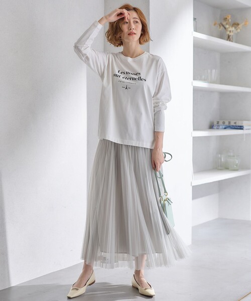23区(ニジュウサンク)の「【洗える】ミューズ ロゴTシャツ(Tシャツ/カットソー・レディース・ブラック系/ホワイト系・48/44/46)」の3枚目の写真
