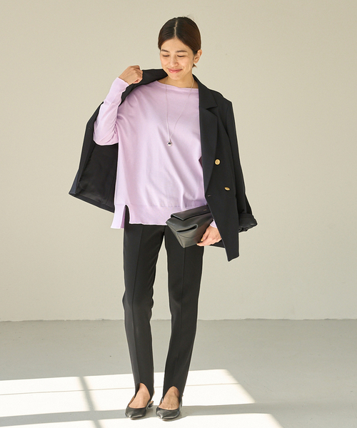 IENA（イエナ）の「コットンストレッチ NEOワイド長袖プルオーバー（ニット/セーター・レディース・ライトグレー/ネイビー/ピンク系その他/ホワイト/サックスブルー・FREE）」の16枚目の写真